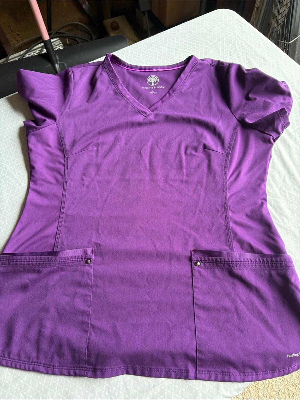 Healing Hands Juliet Purple V-Neck Medical Scrub Top